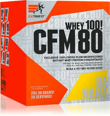 Сывороточный протеин Extrifit CFM Instant Whey 80 в порошке, с пищеварительными ферментами, smak Banana 20 г