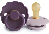 Соска-пустышка FRIGG Daisy Size 1:0-6 months из каучука, мягкая, 2 шт Violet Dream/Soft Lilac — фото 1