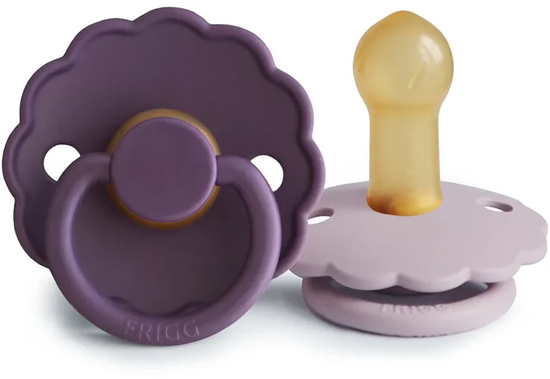 Соска-пустышка FRIGG Daisy Size 2:6-18 months из каучука, мягкая, 2 шт Violet Dream/Soft Lilac