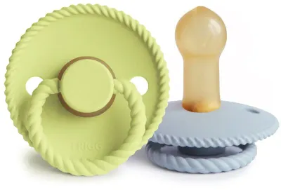 Соска-пустышка FRIGG Rope Size 2:6-18 months из каучука, ортодонтической формы, 2 шт Green Tea/Powder Blue