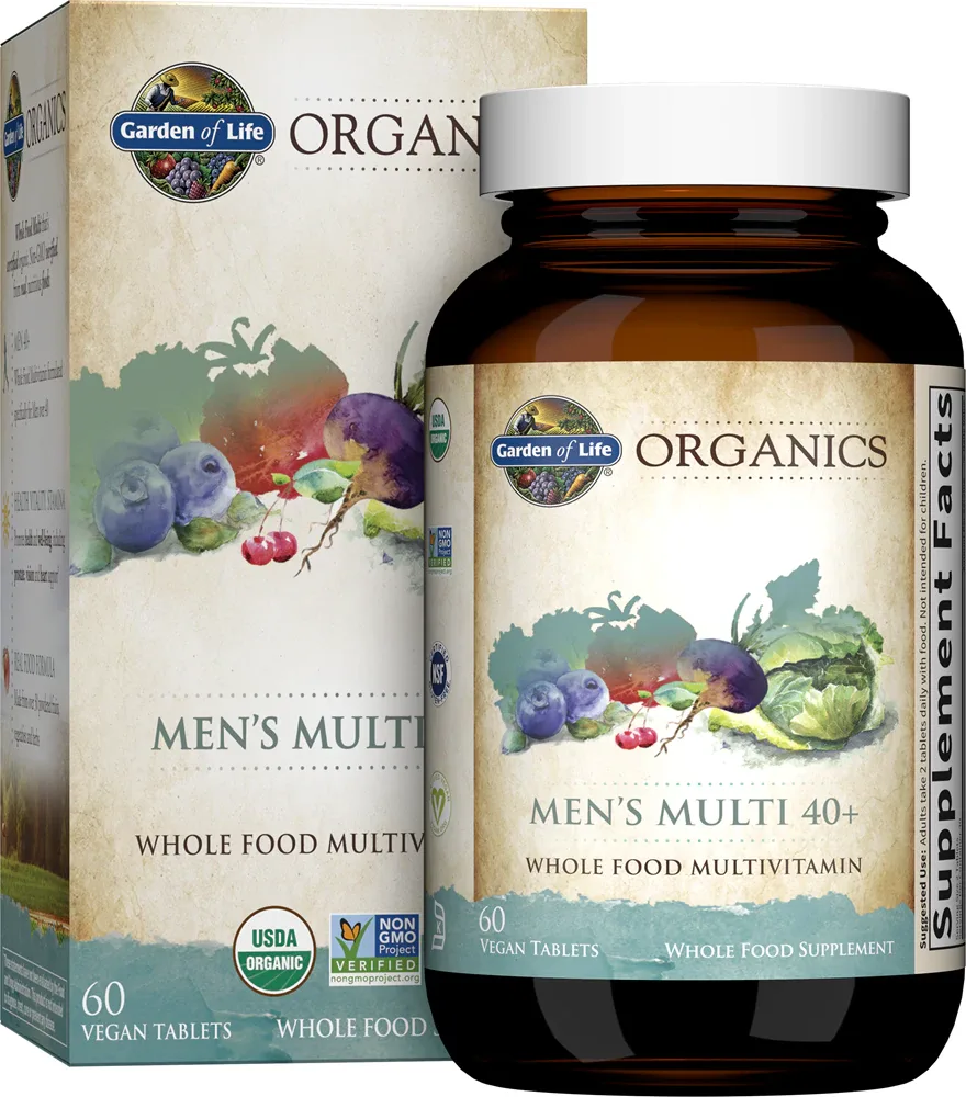 Мультивитамины для мужчин Garden of Life Organics Men’s Multi 40+ для энергетического обмена, 60 таблеток