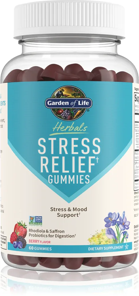 Пастилки жевательные Garden of Life Stress Relief с родиолой и шафраном, ягодные, 60 шт
