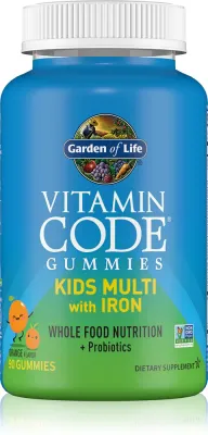 Мультивитамины для детей Garden of Life Vitamin Code Kids Multi with Iron с железом, 90 шт smak Orange