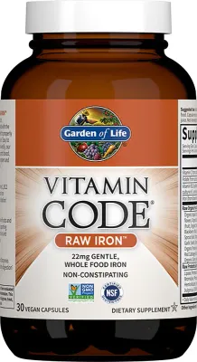 Железо в капсулах Garden of Life Vitamin Code RAW Iron с витаминами C и B-12, 30 капсул
