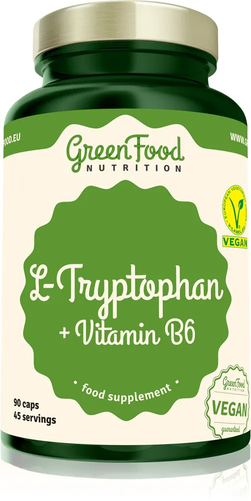 Добавка пищевая GreenFood Nutrition L-Tryptophan + Vitamin B6 с триптофаном и экстрактом валерианы, 90 г