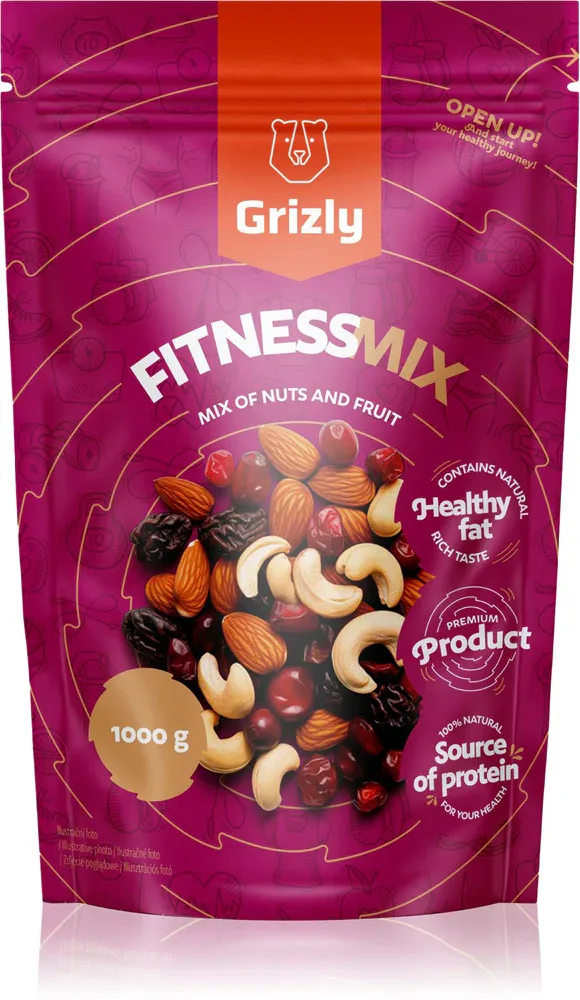 Смесь орехов Grizly Fitness Mix с витаминами и минералами, 1000 г