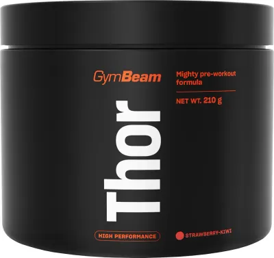 Предтренировочный комплекс GymBeam Thor Pre-Workout с кофеином и таурином, клубника, 210 г