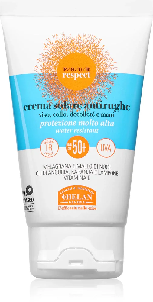 Крем солнцезащитный для лица Helan VOGLIA DI SOLE FOUR RESPECT Sun Cream SPF50+ водостойкий, 50 мл SPF 50+