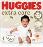 Подгузники одноразовые Huggies Extra Care Size 4 с двумя зонами впитывания, дышащие, 60 шт — фото 1