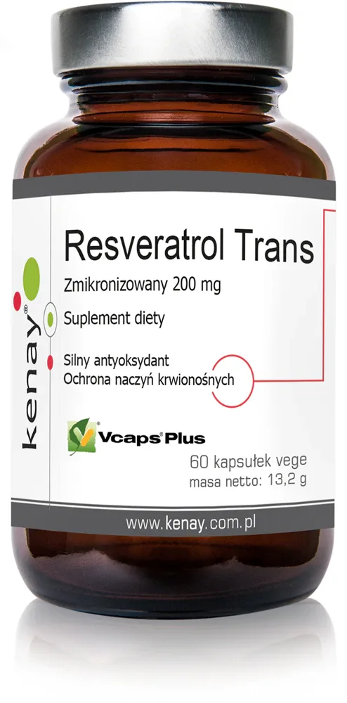 Добавка к пище Kenay Resveratrol trans zmikronizowany 200 mg, 60 капсул