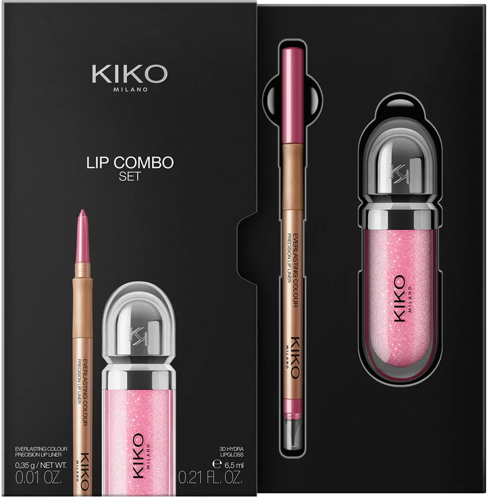 Набор для губ подарочный KIKO Milano Lip Combo, блеск и карандаш для губ, розовый, оттенок 02