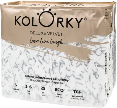 Подгузники детские одноразовые Kolorky Deluxe Velvet Love Live Laugh эко, с индикатором влажности, 25 шт