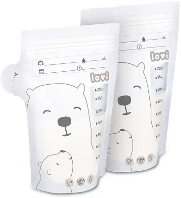 Пакеты для хранения грудного молока LOVI Buddy Bear стерильные, с мерной шкалой, 25 шт по 200 мл