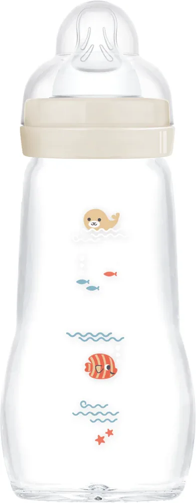 Бутылочка для малышей MAM Feel Good Glass Baby Bottle стеклянная, с широким горлышком