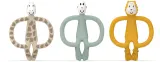 Набор прорезывателей Matchstick Monkey Animal Teether Gift Set с зубной щёткой, средней жёсткости, 3 шт Giraffe Gigi, Lion Luda, Monkey Mint — фото 1