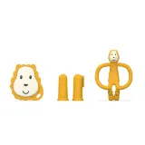 Набор для новорождённого Matchstick Monkey Starter Set Lion прорезыватель и щётка-напальчник, розовый, 1 шт — фото 1