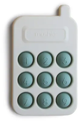 Игрушка сенсорная Mushie Pop-It Phone силиконовая, серо-зелёная, 1 шт Cambridge Blue 10m+