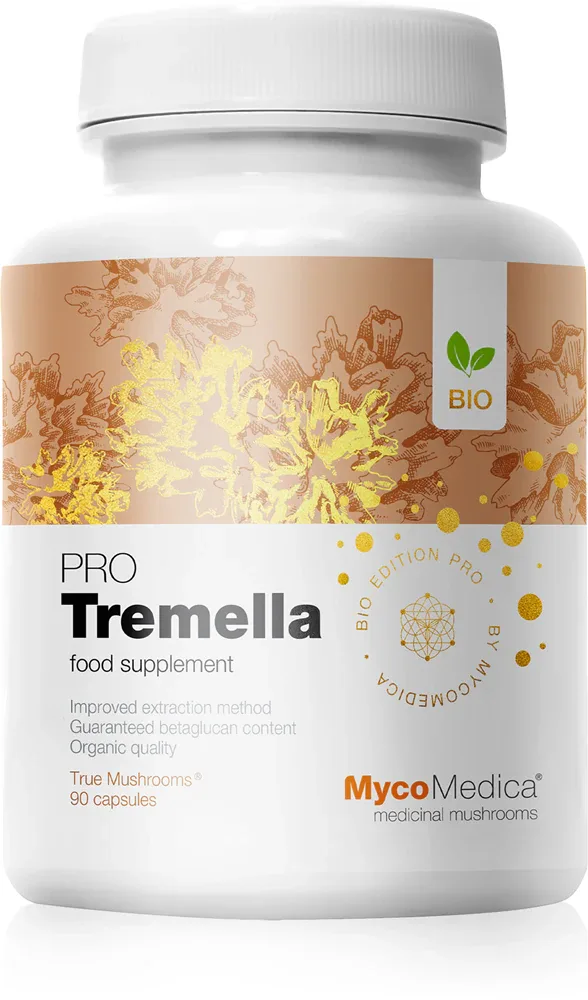 Добавка с экстрактом грибов MycoMedica Tremella PRO в капсулах, для жизненного тонуса, 90 капсул