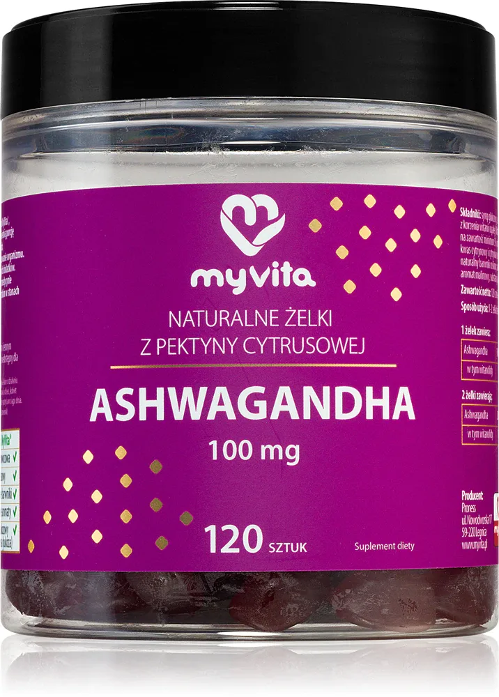 Жевательные мармеладки MyVita Naturalne Zelki Ashwagandha с ашвагандой, пищевая добавка, 120 шт