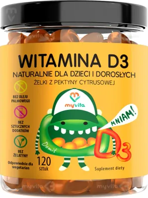 Жевательные пастилки MyVita Naturalne Zelki Witamina D3 для детей и взрослых, 120 шт