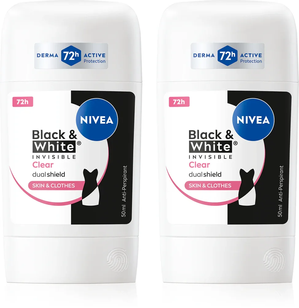 Антиперспирант-стик NIVEA Black White Invisible Clear, без следов на одежде, 50 мл