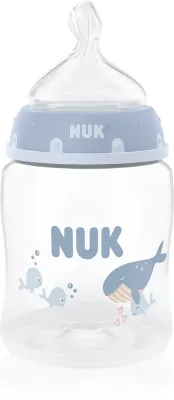 Бутылочка NUK First Choice Whale для кормления, силиконовая соска, синяя