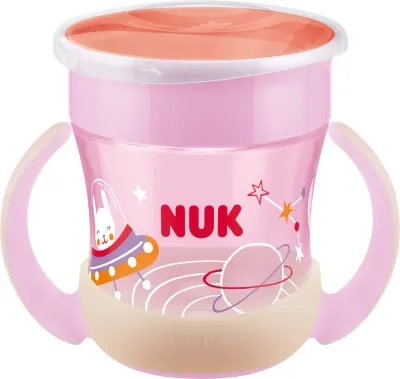 Непроливайка NUK Magic Cup Night с краем 360 градусов, розовая, от 6 месяцев, 160 мл