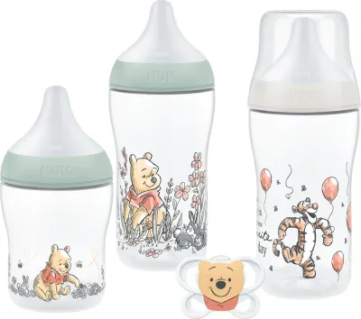 Подарочный набор для малыша NUK Perfect Match Disney пустышка и бутылочки 260 мл и 150 мл Winnie the Pooh