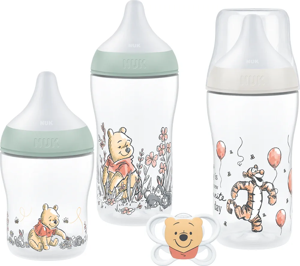 Подарочный набор для малыша NUK Perfect Match Disney пустышка и бутылочки 260 мл и 150 мл Winnie the Pooh