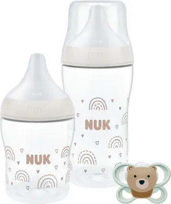 Подарочный набор NUK Perfect Match Rainbow для новорождённых, соска и бутылочки 150 и 260 мл 0-3+ m
