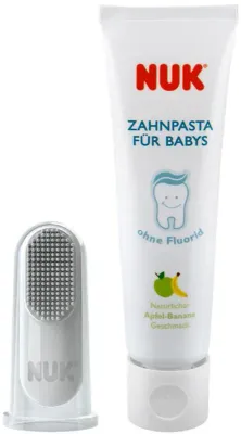 Набор для чистки зубов NUK Tooth Gum Cleanser, паста без фтора и щётка-напальчник