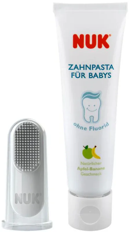 Набор для чистки зубов NUK Tooth Gum Cleanser, паста без фтора и щётка-напальчник