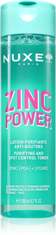 Тоник для лица Nuxe Zinc Power Purifying And Spot Control Toner с цинком, для жирной кожи, 200 мл
