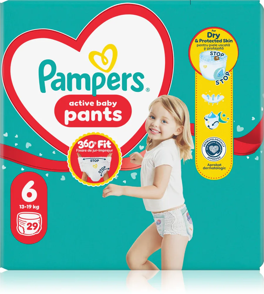 Подгузники-трусики Pampers Active Baby Pants Size 6 с индикатором влажности, 29 шт 13-19 кг