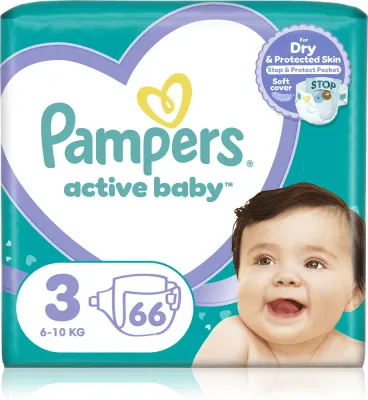 Подгузники Pampers Active Baby Size 3 с системой 3-way protection, 90 шт, 6-11 kg