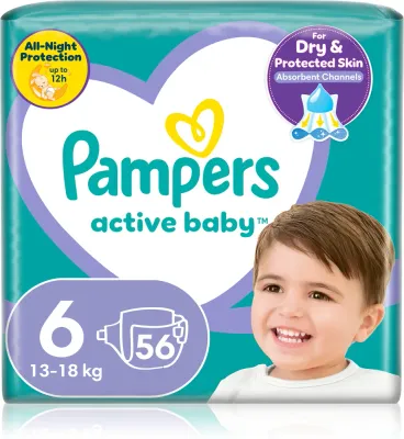 Подгузники Pampers Active Baby Size 6 для активных детей, до 18 кг, 56 шт, 13-18 kg 56 шт