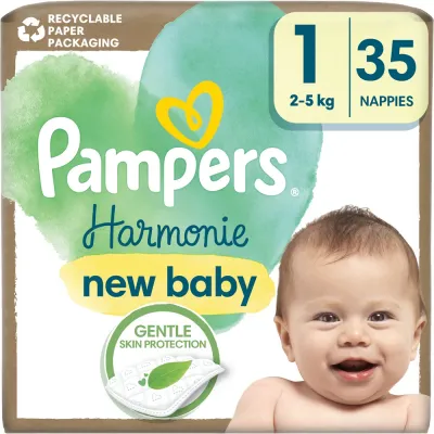 Подгузники Pampers Harmonie Size 1 из хлопка и растительных волокон, 35 шт 2-5 кг