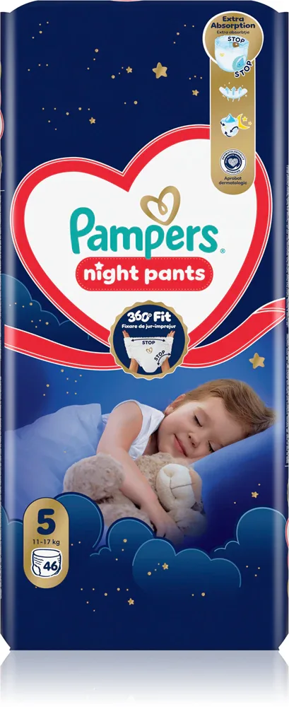 Подгузники-трусики Pampers Night Pants Size 5 с индикатором влажности, 46 шт 11-17 кг