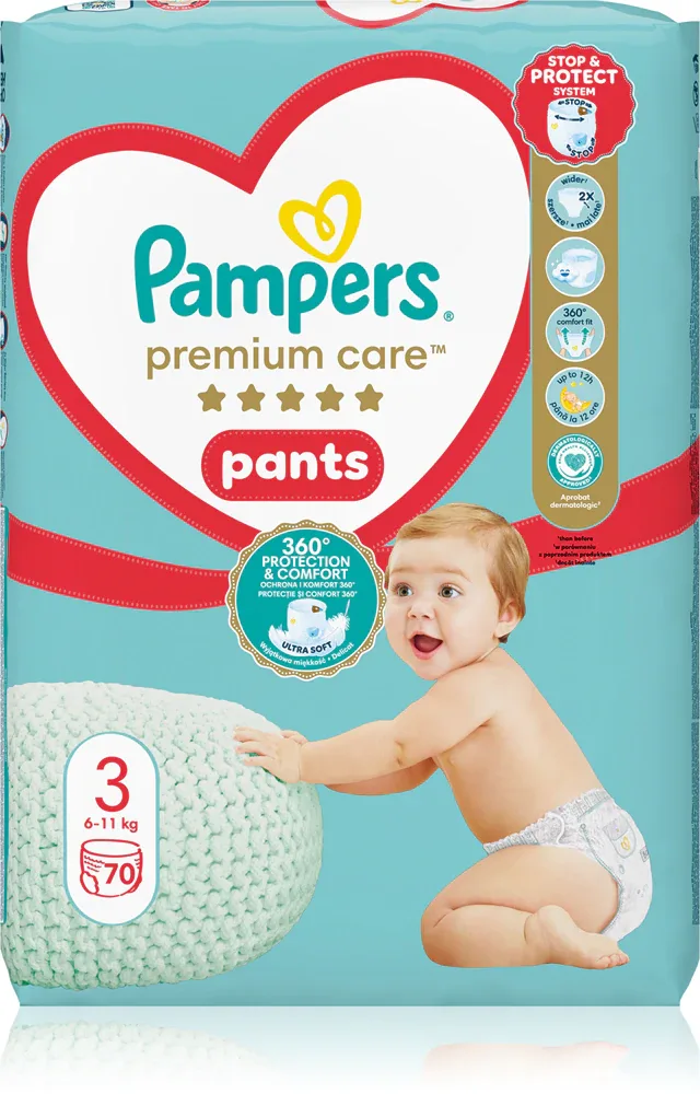 Подгузники-трусики Pampers Premium Care Pants Size 3 защита на 360 градусов, до 12 часов, 48 шт