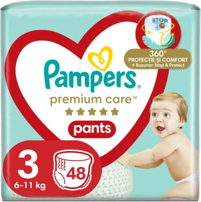 Подгузники-трусики Pampers Premium Care Pants Size 3 защита на 360 градусов, до 12 часов, 48 шт, 6-11kg