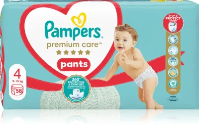 Подгузники-трусики Pampers Premium Care Pants Size 4 с быстрым впитыванием, 58 шт, 9-15 kg 58 шт