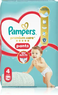 Подгузники-трусики Pampers Premium Care Pants Size 4 с быстрым впитыванием, 58 шт, 9-15 kg 40 шт