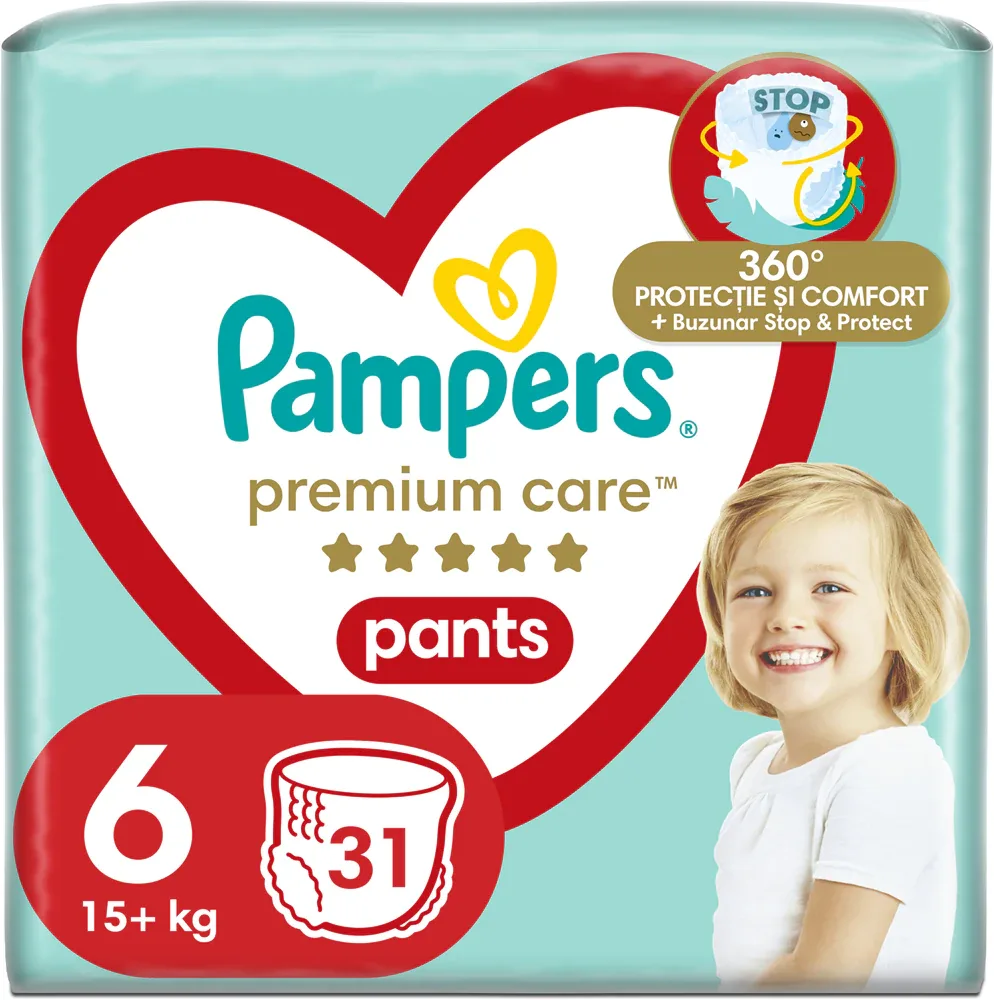 Трусики-подгузники Pampers Premium Care Pants Size 6 для детей от 15 кг, защита от протекания, 31 шт 13 - 19 kg