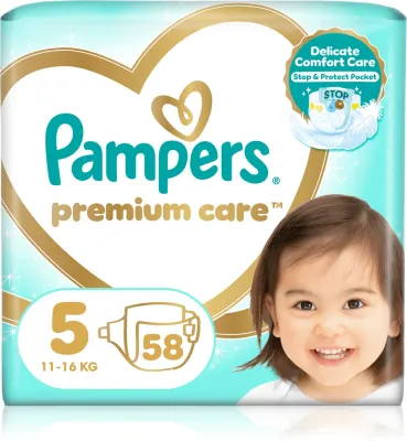 Подгузники Pampers Premium Care Size 5 со слоем DermaComfort, до 12 часов, 44 шт, 11-16 kg 58 шт