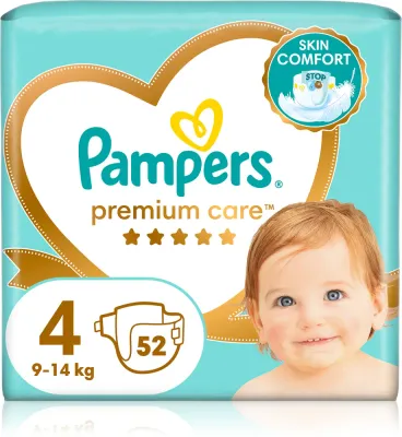 Подгузники Pampers Premium Care Size 4 со слоем DermaComfort, до 12 часов, 34 шт, 9-14 kg 52 шт