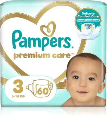 Подгузники Pampers Premium Care Size 3 со слоем DermaComfort, до 12 часов, 60 шт, 6-10 kg 60 шт