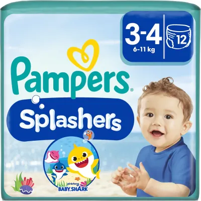 Подгузники для плавания Pampers Splashers 3-4 с рисунком Baby Shark, 12 шт 6-11 кг