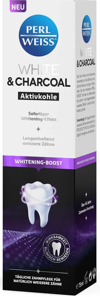 Зубная паста Perl Weiss White Charcoal отбеливающая, с активированным углём, 75 мл