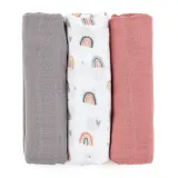 Petite&Mars Moussy - Многоразовые подгузники Petite Mars Moussy экологичные, 3 шт Rose Rainbows 68 x 68 cm, 3 шт — фото 1