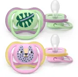 Пустышка Philips Avent Ultra Air SCF087/13 6-18m, 6–18 месяцев, светится в темноте, 2 шт Girl — фото 1
